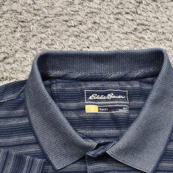 Eddie Bauer Men's Adult Size L Polo Travex Golf Outdoors Blue Cotton Short Sleev - Picture 5 of 8